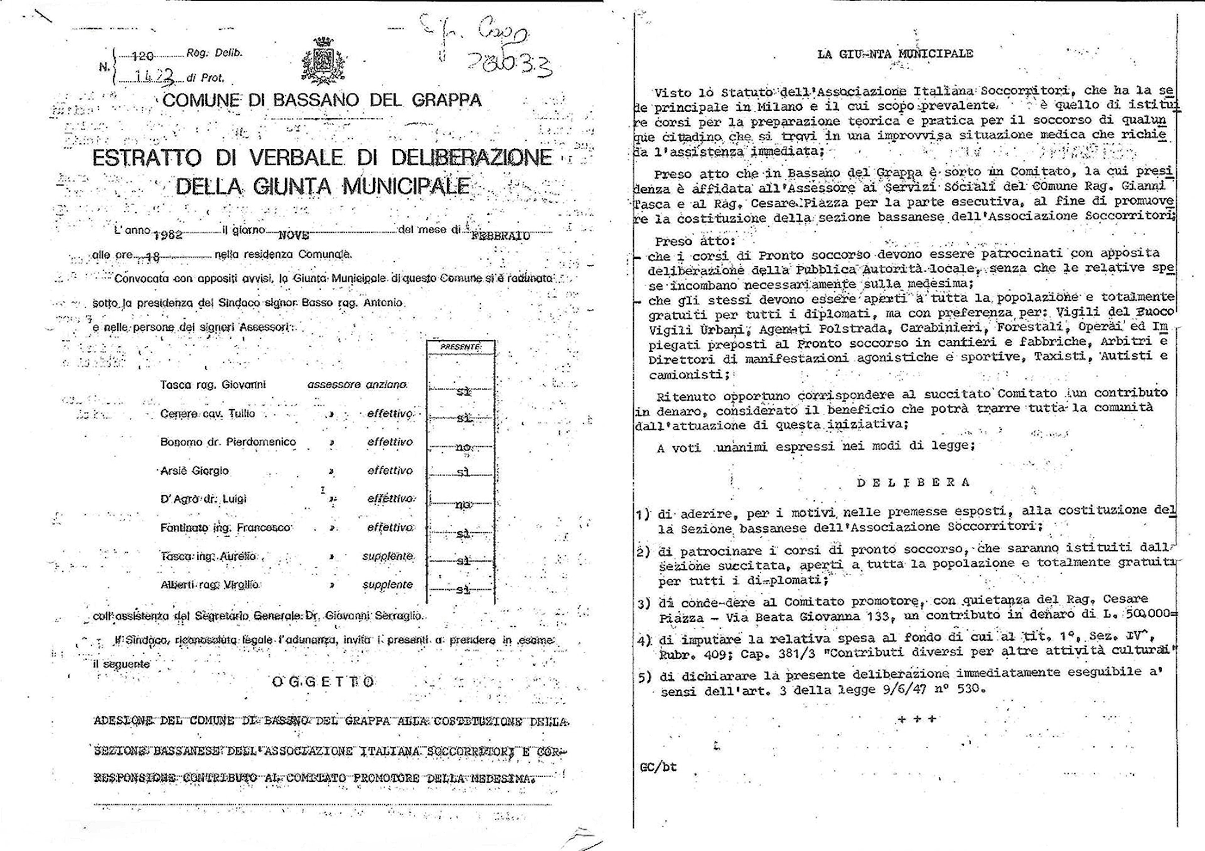 Delibera Costituzione • Associazione Italiana Soccorritori Bassano del Grappa